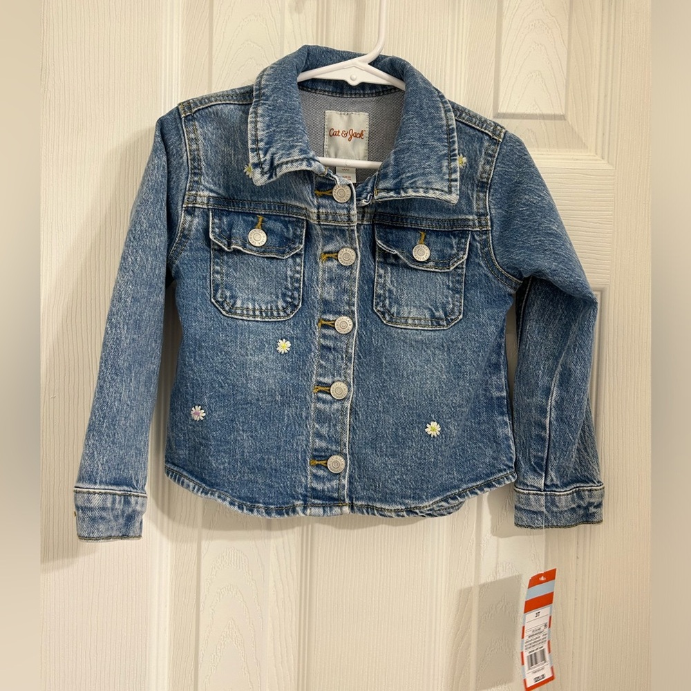 Cat and Jack Jean jacket with embroidered flowers